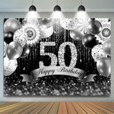 Toile de fond argentée et noire Bokeh Glitter 50e anniversaire