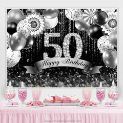 Toile de fond argentée et noire Bokeh Glitter 50e anniversaire