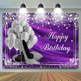 Toile de fond d'anniversaire violet ballon et diamants argent¨¦s