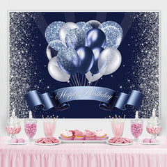 Toile de fond de paillettes de ballon bleu argenté pour la fête d'anniversaire
