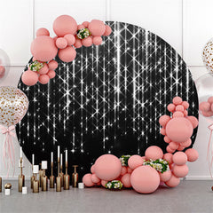 Toile de fond de fête d'anniversaire noire ronde argentée avec étoile brillante