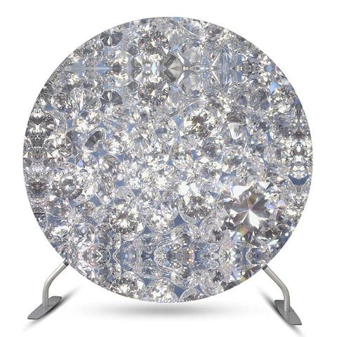 Couverture de toile de fond ronde de fête de diamant de paillettes de ruban Couverture de toile de fond ronde de fête de diamant de paillettes de ruban