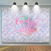 Silver Glitter Oneder la toile de fond d'anniversaire de sirène de mer