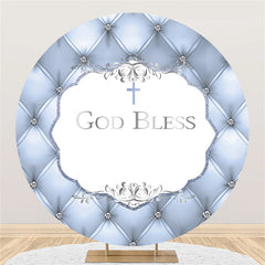 Toile de fond ronde à paillettes argentées pour fête prénatale que Dieu bénisse