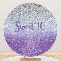 Toile De Fond Ronde Argent Violet Paillettes Doux 16ème Anniversaire