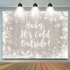 Toile de fond de douche de bébé d'hiver de flocon de neige enneigé et en bois
