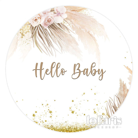 Toile de fond ronde de baby shower de fleurs rose clair douce Toile de fond ronde de baby shower de fleurs rose clair douce