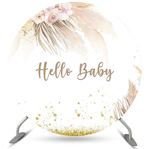 Toile de fond ronde de baby shower de fleurs rose clair douce Toile de fond ronde de baby shower de fleurs rose clair douce