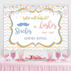 Staches or Lashes Toile de fond de douche de bébé rose et bleu