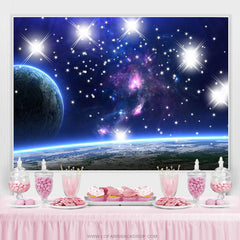 Toile de fond d'anniversaire Starry Galaxy Planet pour les garçons