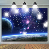 Toile de fond d'anniversaire Starry Galaxy Planet pour les garçons