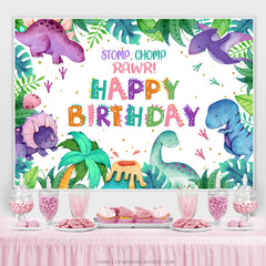 Stomp Chomp Roar Dinosaure Joyeux Anniversaire Toile de Fond