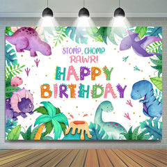Stomp Chomp Roar Dinosaure Joyeux Anniversaire Toile de Fond