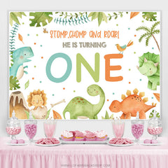 Stomp Chomp Roar Il tourne un anniversaire Toile de fond