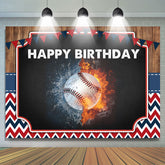 Fond de fête joyeux anniversaire avec drapeau de baseball fort