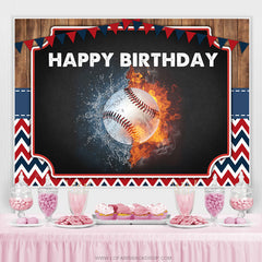 Fond de fête joyeux anniversaire avec drapeau de baseball fort