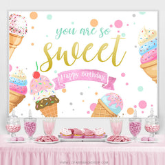 Crème glacée d'été, vous êtes si mignon, toile de fond de joyeux anniversaire
