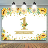 Tournesol Or Paillettes Joyeux 1er Anniversaire Toile de Fond pour Fille