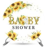 Tournesol avec toile de fond de douche de bébé rond or éléphant
