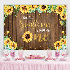 Toile de fond du 1er anniversaire de pois dor¨¦s en bois de tournesol