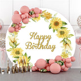 Toile de fond ronde d'anniversaire de guirlande de tournesol pour la fête