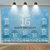 Sweet 16 Fond d'anniversaire bleu scintillant de diamants