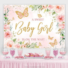 Sweet Baby Gilr est sur le chemin de fond de douche de bébé rose