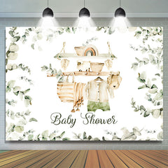 Toile de fond de douche de bébé de feuilles vertes douces pour garçon