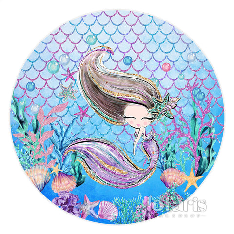 Toile de fond d'anniversaire Sweet Mermaid Under The Sea Circle Toile de fond d'anniversaire Sweet Mermaid Under The Sea Circle