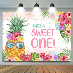 Fille florale douce d'ananas 1er Toile de Fond d'anniversaire