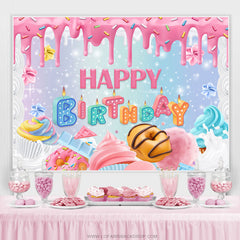 Sweet Pink Ice Cream Cake Filles Joyeux Anniversaire Toile de Fond