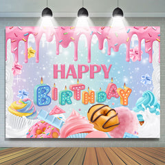 Sweet Pink Ice Cream Cake Filles Joyeux Anniversaire Toile de Fond