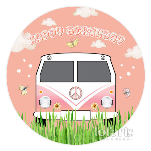 Voiture de printemps douce à l'extérieur de la toile de fond d'anniversaire du cercle Voiture de printemps douce à l'extérieur de la toile de fond d'anniversaire du cercle