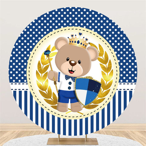 L'ours tient une toile de fond ronde de douche de bébé de bouclier L'ours tient une toile de fond ronde de douche de bébé de bouclier