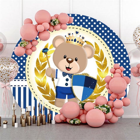 L'ours tient une toile de fond ronde de douche de bébé de bouclier L'ours tient une toile de fond ronde de douche de bébé de bouclier