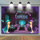 Ils sont des jumeaux magiques violet bébé douche toile de fond