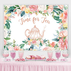Time for Tea Toile de fond de théière florale rose pour le thé