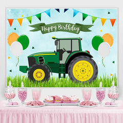 Toile de fond de séance photo d'anniversaire sur le thème du tracteur pour garçon