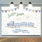 Train Happy 2nd Birthday Backdrop pour Photoshoot