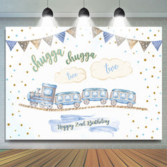 Train Happy 2nd Birthday Backdrop pour Photoshoot