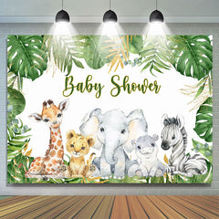 Feuilles tropicales et bébés animaux toile de fond de douche de bébé