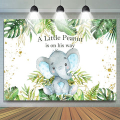 Plantes tropicales bébé éléphant Bule toile de fond de douche de bébé