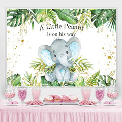 Plantes tropicales bébé éléphant Bule toile de fond de douche de bébé