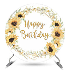 Anneau Turnsole Feuilles Joyeux Anniversaire Toile de Fond Ronde