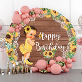 Toile de fond d'anniversaire ronde en bois Turnsole pour les filles