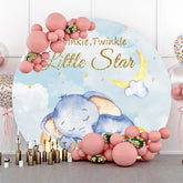 Toile de fond ronde Twinkle Star Elephant Baby Shower
