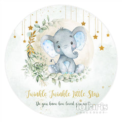 Toile de fond de douche de bébé éléphant mignon rond étoile scintillante