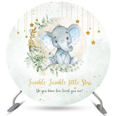 Toile de fond de douche de bébé éléphant mignon rond étoile scintillante