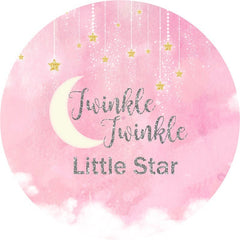 Toile de fond ronde sur le thème du baby shower de fille rose scintillante