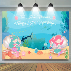 Toile de fond d'anniversaire de sirène sous-marine de deux petites princesses